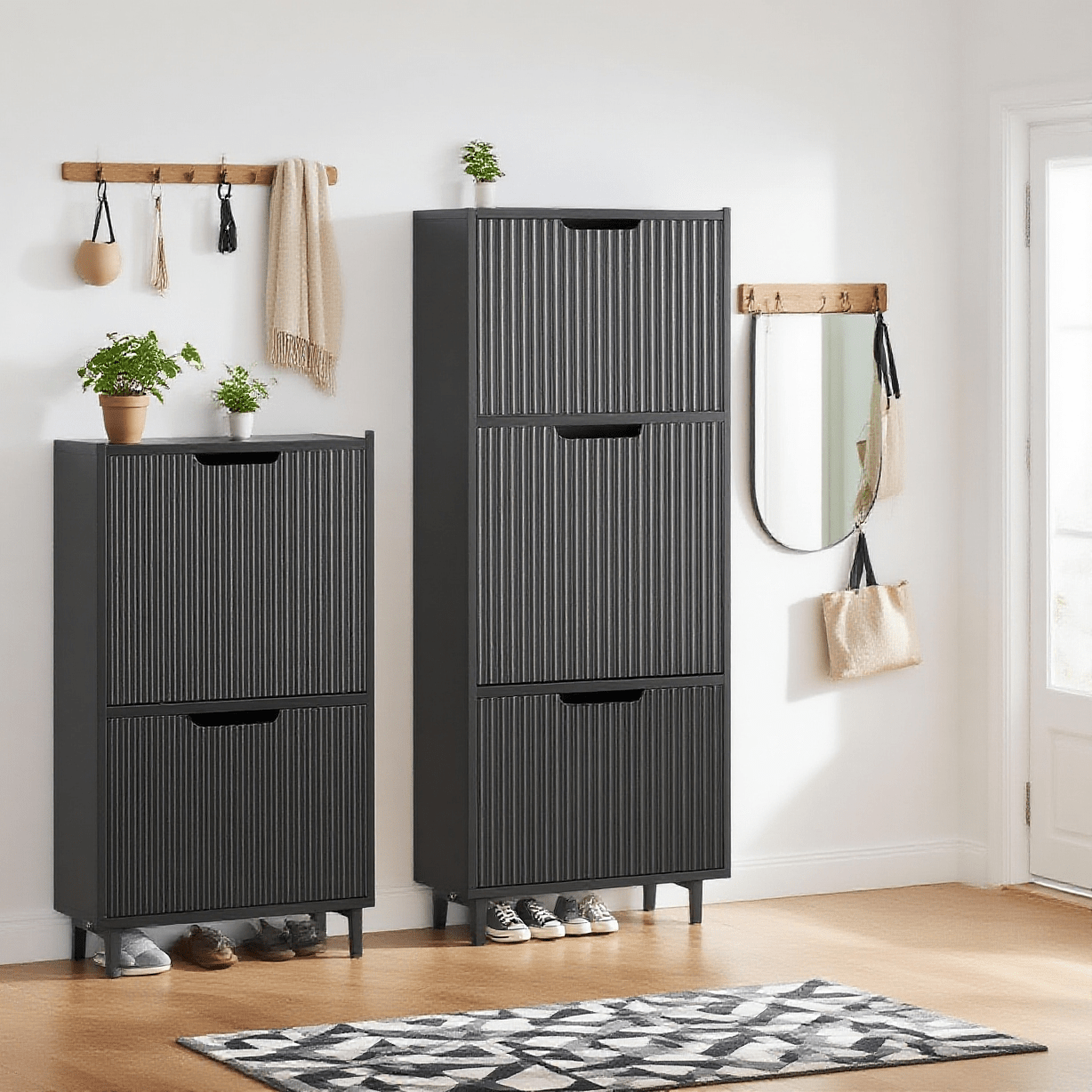 Schoenenkast – Schoenenrek – Schoenenopberger – Schoenenplank – Schoenenkastje – Compact 50x19x130 cm – MDF en Stalen Poten