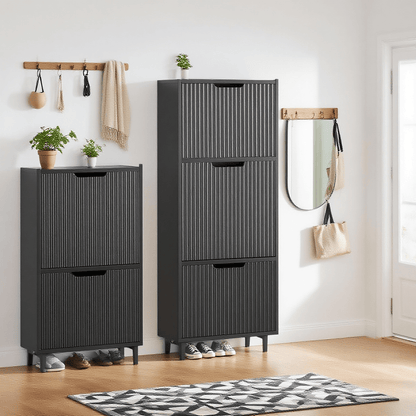 Schoenenkast – Schoenenrek – Schoenenopberger – Schoenenplank – Schoenenkastje – Compact 50x19x130 cm – MDF en Stalen Poten