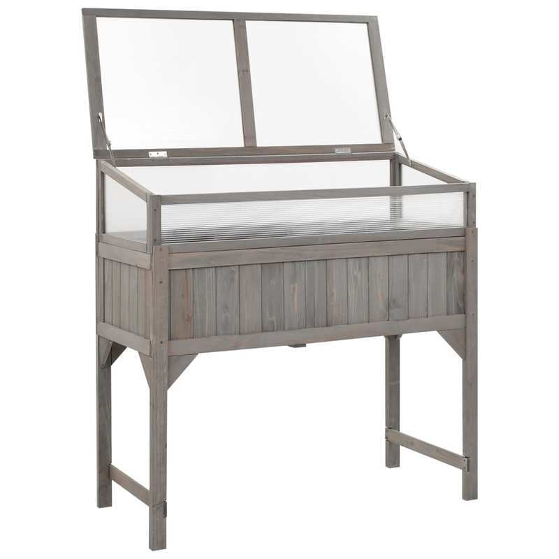 Kweekkas – Tuinkas – Broeikas – Plantenkas – Kweekbak – Verhoogde Plantenbak 110x54x120 cm – Massief Vurenhout – Transparante Kasafdekking Met Opbergplank