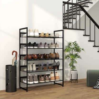 Schoenenrek – Schoenenhouder – Schoenendisplay – Schoenendispenser – Schoenopberger – Compact 5-laags – Ventilerend Metaal – Zwart