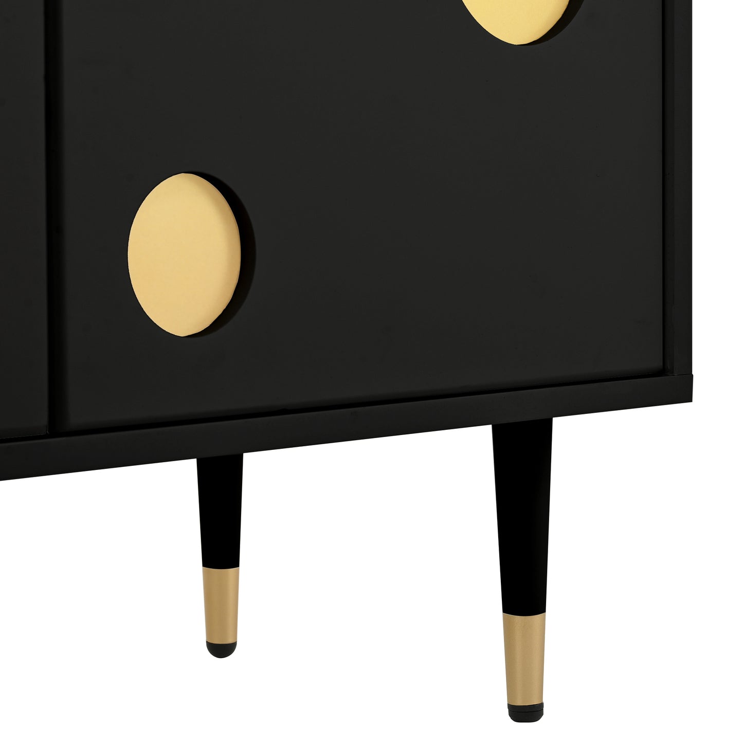 TV-meubel – Lowboard – TV-kast – TV-dressoir – Tv-meubel Zwart – Lattice Front Met Gouden Accenten – 170x36x54 cm – Verstelbare Poten & Kabeldoorvoer