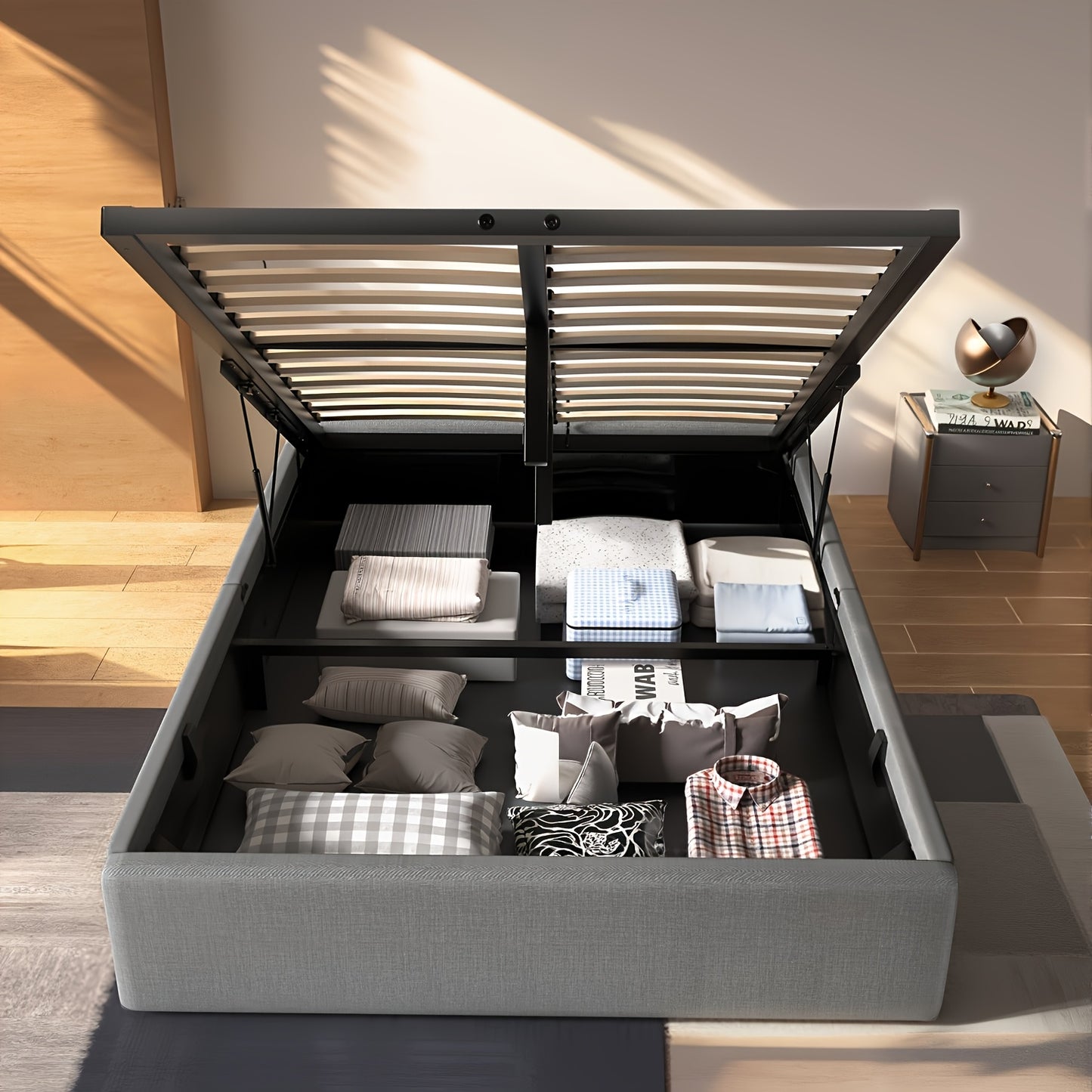 Gestoffeerd Bed – Eenpersoonsbed – Slapen – Slaapkamermeubilair – Bedframe – 140x200 cm – Hoog Draagvermogen 360 kg – Leren Bekleding & MDF