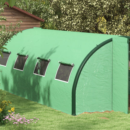 kassen tunnel – serre – kas – tuinserre – groentetent – groen – gegalvaniseerd ijzer frame – 18 m² met ventilatieramen en draaideuren
