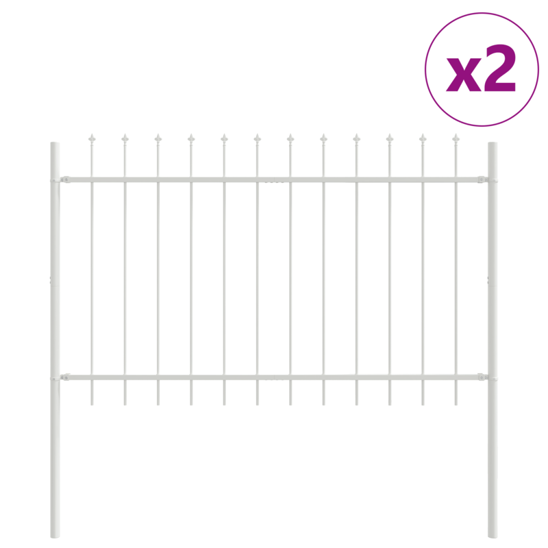 3.4x1.2m White Metal Garden Fence with Pointed Tops - Durable Steel Privacy Fence for Yard, Patio, or Garden Border, Easy Installation, No Tools Needed, Garden Fence Privacy, Outdoor Security, Modern Aesthetic, Sturdy Constru
