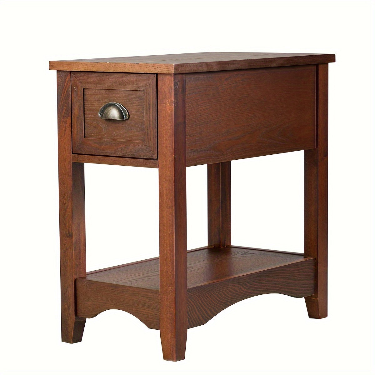 Bijzettafel – Sofa Tafel – Nachtkastje – Koffietafel – Side Table – Met Lade en Plank – Compact Rood 56x33x58,5 cm