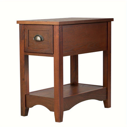 Bijzettafel – Sofa Tafel – Nachtkastje – Koffietafel – Side Table – Met Lade en Plank – Compact Rood 56x33x58,5 cm