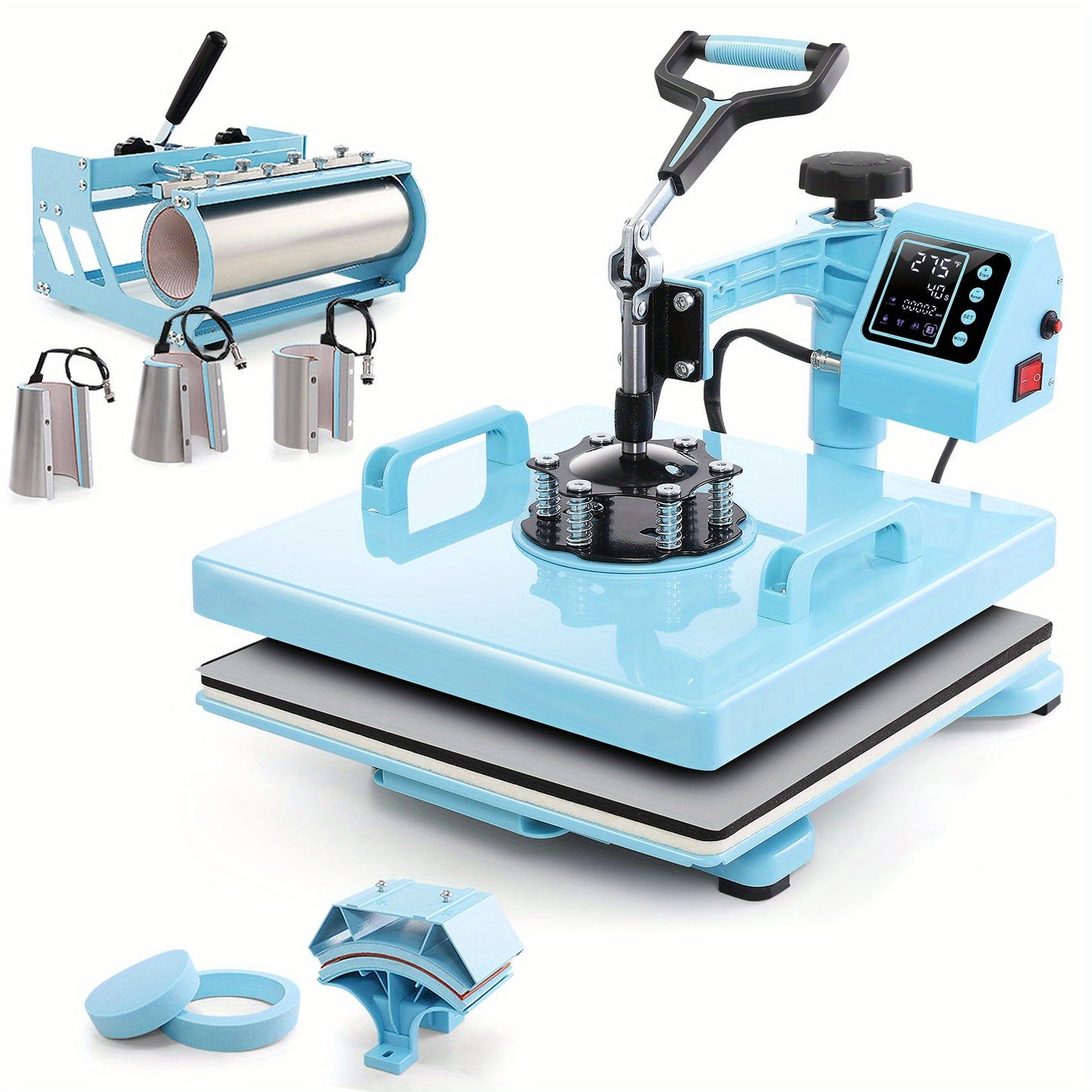 Transferpers – Hittepers – Warmtepers – Heat Press – Drukpers – 8-in-1 Functies – 38x38 cm – RVS Behuizing