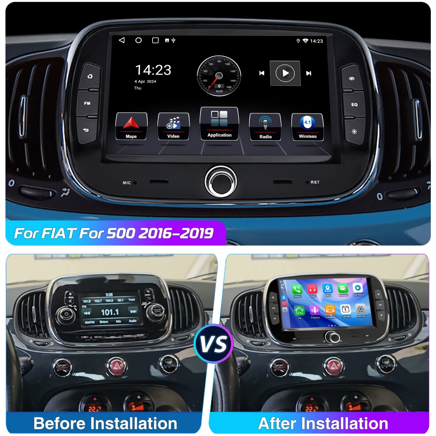 Android 14 Autoradio – Carplay Radio – Multimedia Speler – 2 DIN Stereo – Touchscreen Navigatie – DAB+ Digitale Radio – Achteruitrijcamera Inclusief – 7 Inch IPS Scherm