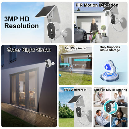 Beveiligingscamera – Camerabewaking – Buitencamera – IP-camera – Bewakingscamera – 3MP Full-Color Nachtzicht – Zonne-energie Met Menselijke Detectie