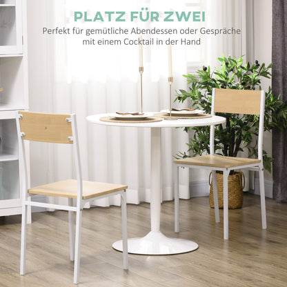 Ronde Eettafel – Tafel Voor Twee – Bistrotafel – Keukentafel – Compacte Tafel Wit – Stalen Onderstel – 70 x 70 cm – Stevig & Modern