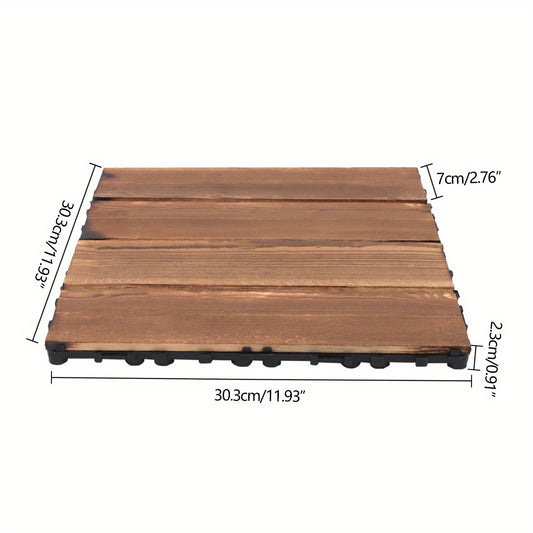 Vlondertegels – Tuintegels – Terrastegels – Balkonvloeren – Kliktegels – Kunststof Houtlook – 36 Stuks 30,3x30,3 cm – Waterdicht Met Drainagesysteem