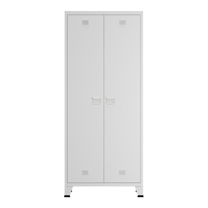 Stalen Kledingkast – Garderobekast – Kledingkast Met Laden – Opbergkast – Industrieel – 180x90x40 cm – 2 Laden – Ventilatiesleuven