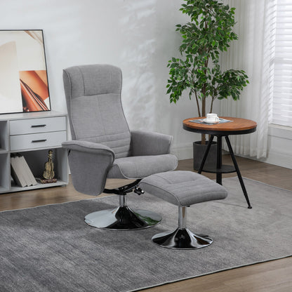 Relaxfauteuil – Draaifauteuil – Loungestoel – TV-stoel – Verstelbare Fauteuil – Met Voetenbank – 360° Draaibaar – Max. 150 kg Belastbaar – Grijs Velvet