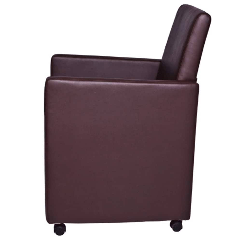 Eetkamerstoel – Stoel – Kuipstoel – Draaistoel – Armstoel – Kunstleer – Met Wieltjes – Ergonomisch Comfort – Bruin