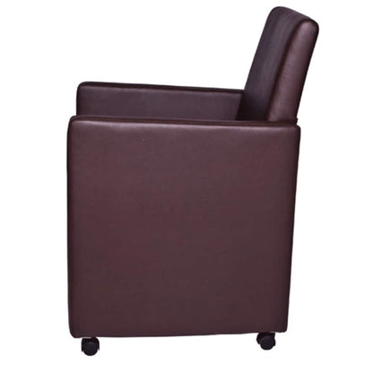 Eetkamerstoel – Stoel – Kuipstoel – Draaistoel – Armstoel – Kunstleer – Met Wieltjes – Ergonomisch Comfort – Bruin