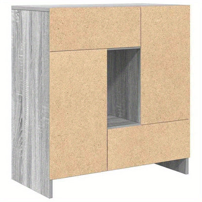 Sidetable – Sidetable Met Laden – Opbergkast – Kastje – Dressoir – Grijs – Massief Pijnhout – Compacte Afmetingen 70,5x34x74,5 cm