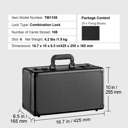 Opbergbox voor Graded Cards – Sportkaartkoffer – Kaartenbox – Verzamelbox – Beschermbox – Grote Capaciteit voor 108 PSA Kaarten – Met Driecijferig Combinatieslot