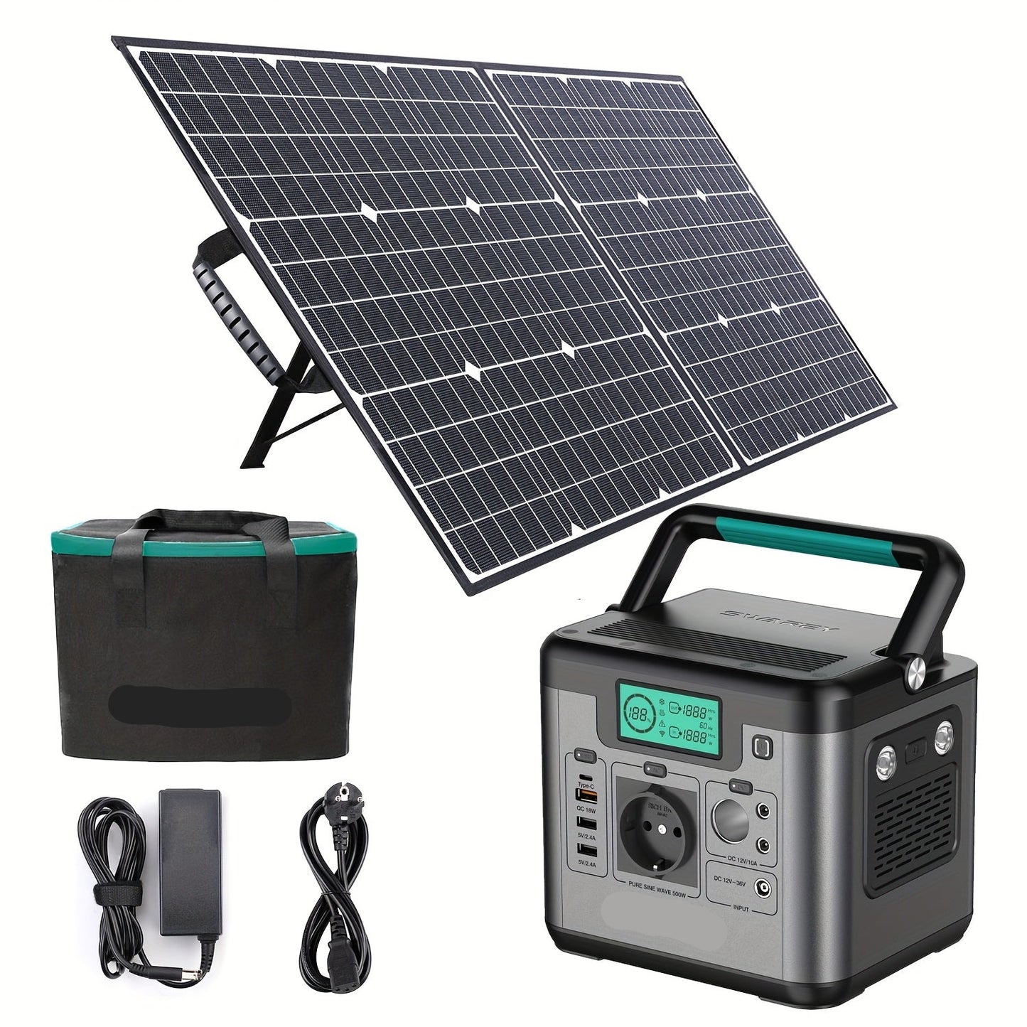 Power Station – Draagbare Generator – Mobiele Accu – Noodstroom – Zonne-energie – 518 Wh Capaciteit – 500 Watt Output