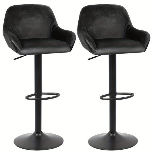 2pcs Luxe Velvet Bar Stools with Armrests - Extra-Wide for 90cm Counter Height Island Stools, Certified Upholstery & Ergonomic Design for Modern Kitchens & Dining Rooms