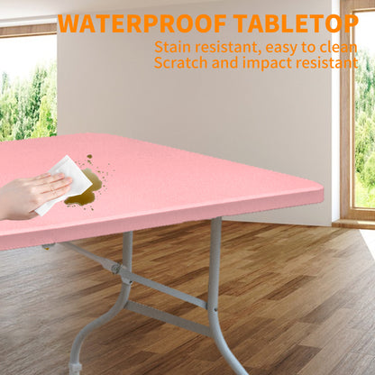 Inklapbare Tafel – Opvouwbare Tafel – Klaptafel – Campingtafel – Picknicktafel – Stevig Metalen Onderstel – Marmeren Kunststof Tafelblad 180 cm