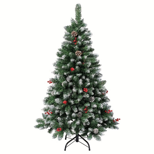 Kunstkerstboom – Nepspar – Kerstboom – Sneeuwboom – Dennenboom – 240 cm – 1400 PVC Takken – Decoratieve Rode Bessen & Dennenappels