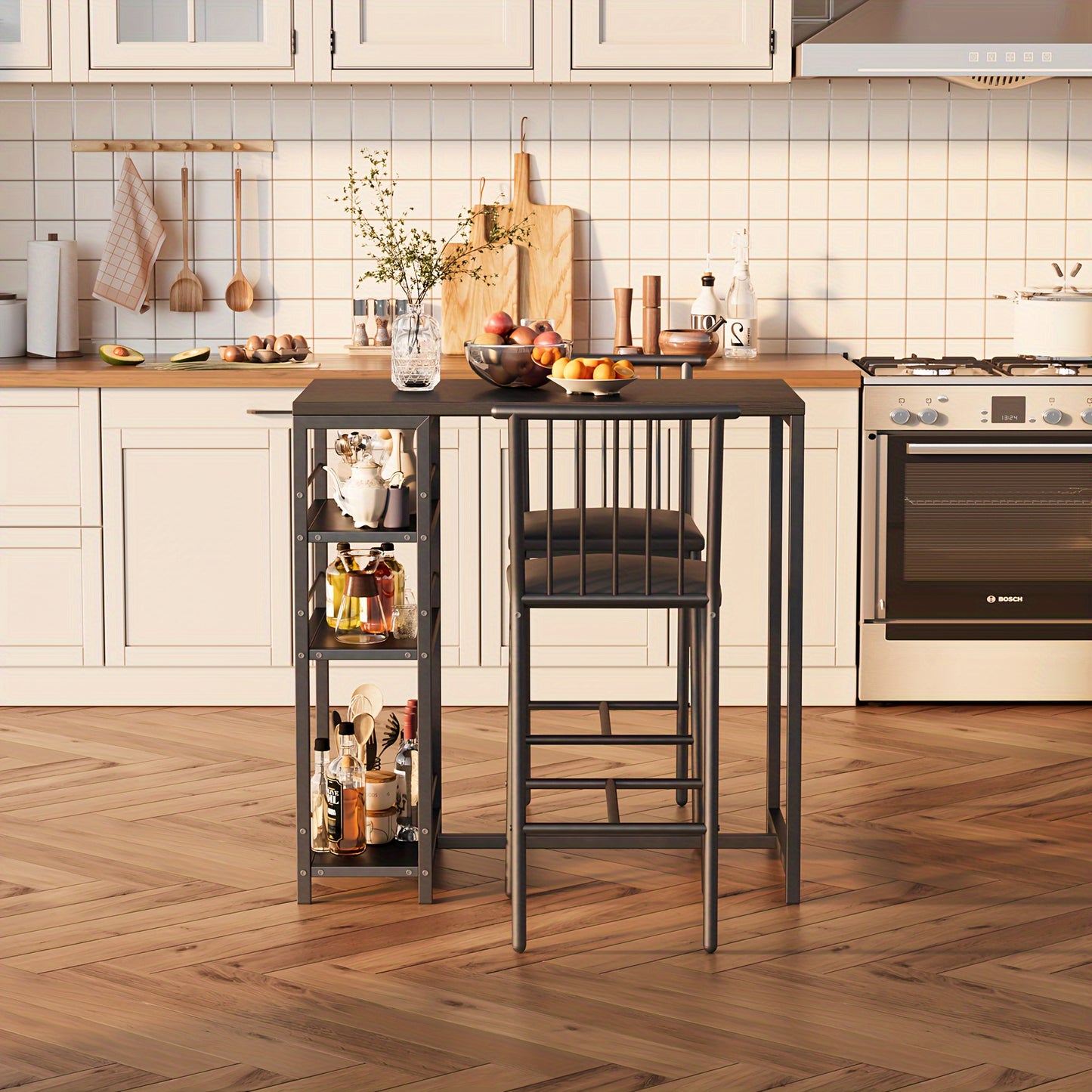 Eettafelset – Eethoek – Keukentafel – Zitgroep – Meubelset – Massief Hout – Kunststof Fineer – Klassiek Design – Zonder Elektriciteit