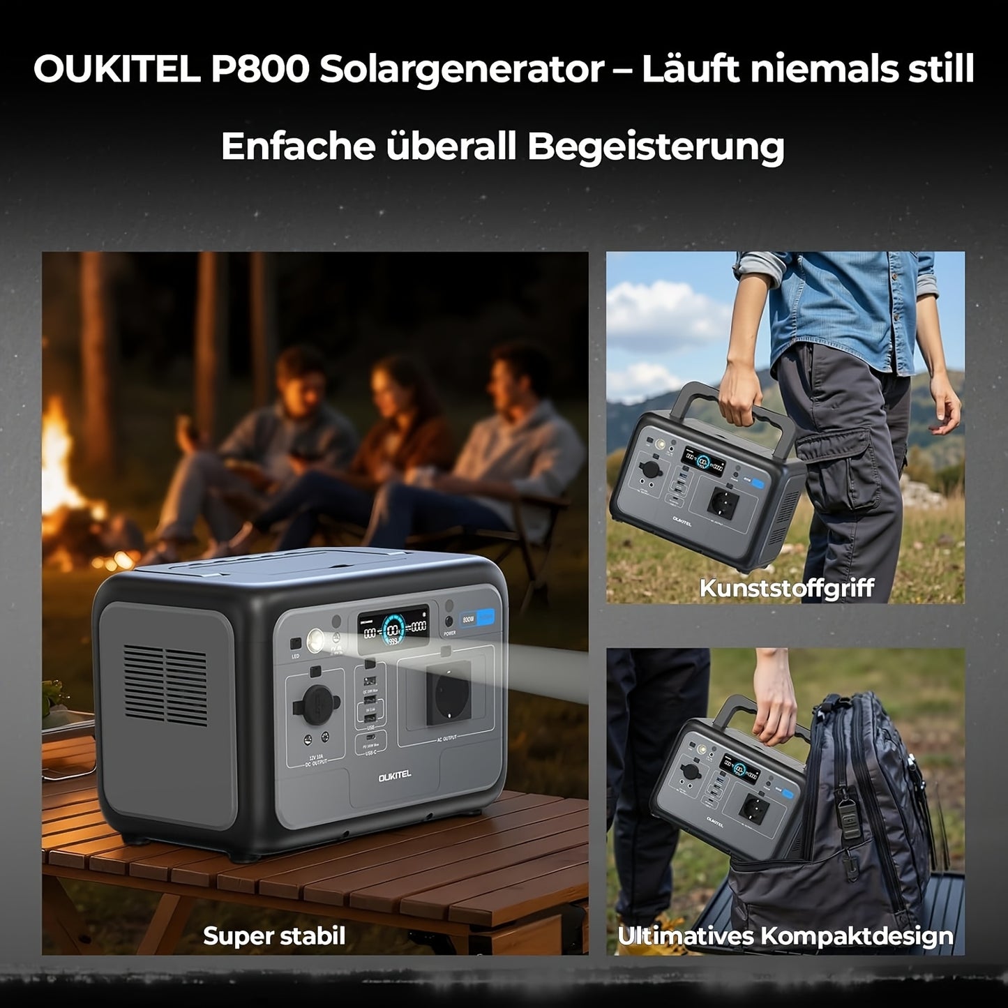 Draagbare Power Station – Mobiele Generator – Noodstroomvoorziening – Zonne-Accu – Energie-opslag – 512Wh Lithium IJzerfosfaat Batterij – Snelladen 1 Uur 500W AC