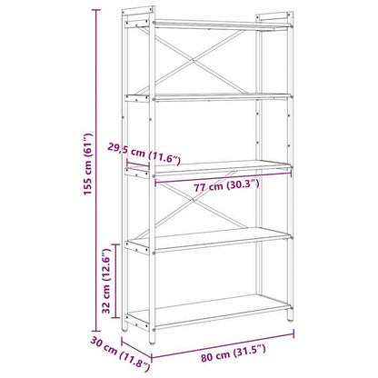 Boekenkast Sonoma eiken 80 x 30 x 153cm Bewerkt hout