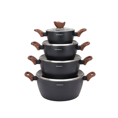 Kookset – Pannenset – Inductie Pannen – Non-stick Kookgerei – Koekenpannen Set – 8-delig – Aluminium – Geschikt Voor Alle Vuursoorten