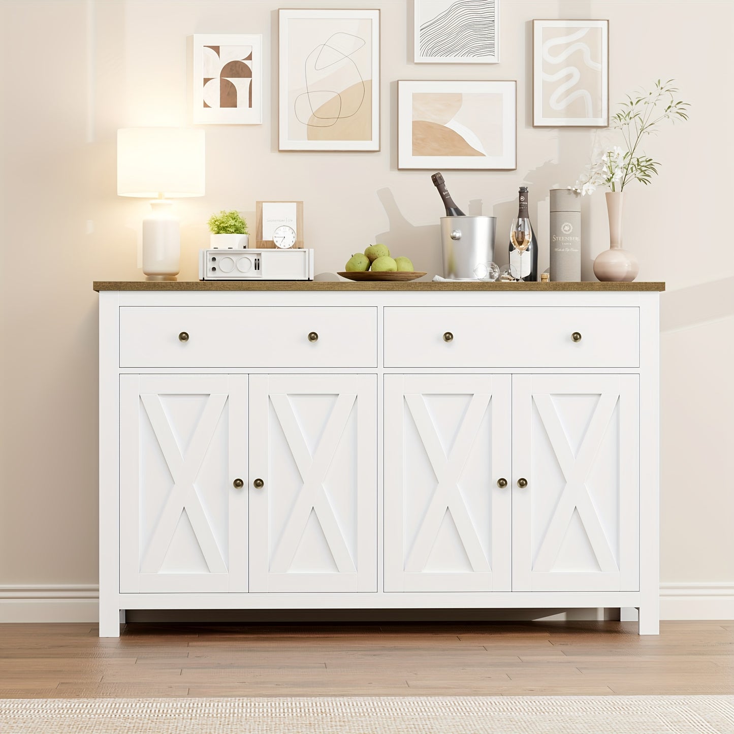 Dressoir – Kast – Opbergkast – Buffetkast – Sideboard – Wit – 140x40x89 cm – Spaanplaat – Softclose Scharnieren