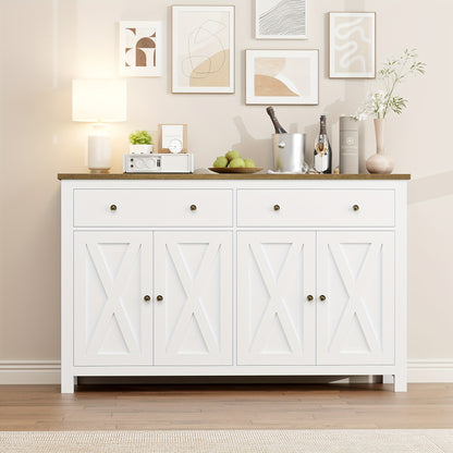 Dressoir – Kast – Opbergkast – Buffetkast – Sideboard – Wit – 140x40x89 cm – Spaanplaat – Softclose Scharnieren
