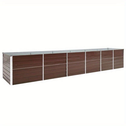 Groot Rustiek Metalen Hoogte Tuinbed – Verhoogd Plantenbak – Moestuinbak – Kruidenbak – Bloembak – Klassiek Verticale Latten – 480x80x77 cm – Duurzame Stabiele Constructie