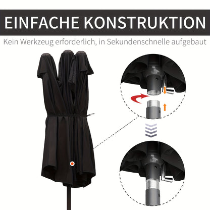 Parasol – Tuinparasol – Balkonparasol – Zweefparasol – Stokparasol – Zwart – 12-speer canopy – Scheurbestendig polyester