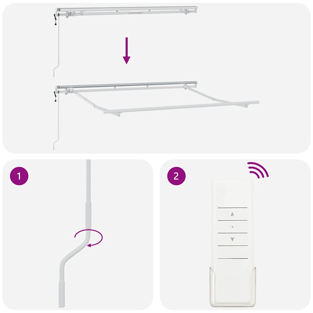 Inklapbare Zonwering – Terraszonwering – Buitenluifel – Schaduwdoek – Zonbescherming – Stevig Metalen Frame – 3,5 x 2 Meter – Wit