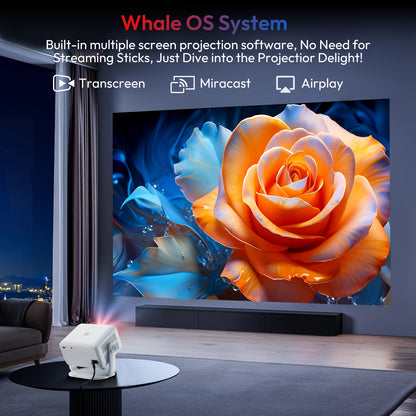 Draagbare projector – Mini beamer – Projectiescherm – Home cinema projector – LED projector – Full HD 1080p – 500 ANSI lumen – 5G WiFi draadloos