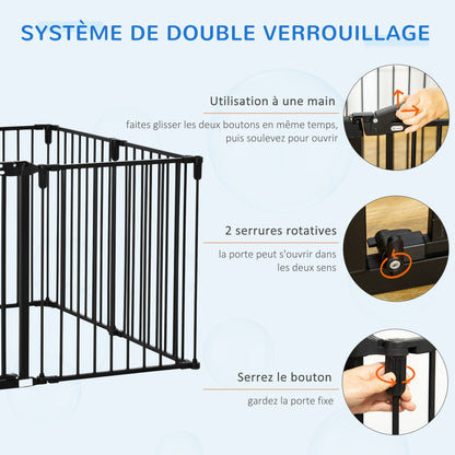 Hondenren – Puppyren – Veiligheidsbarrière – Dierenren – Hondenhek – Opvouwbaar – Verstelbaar – Met Deur – 482,5 x 76 cm – Geen Boren Nodig