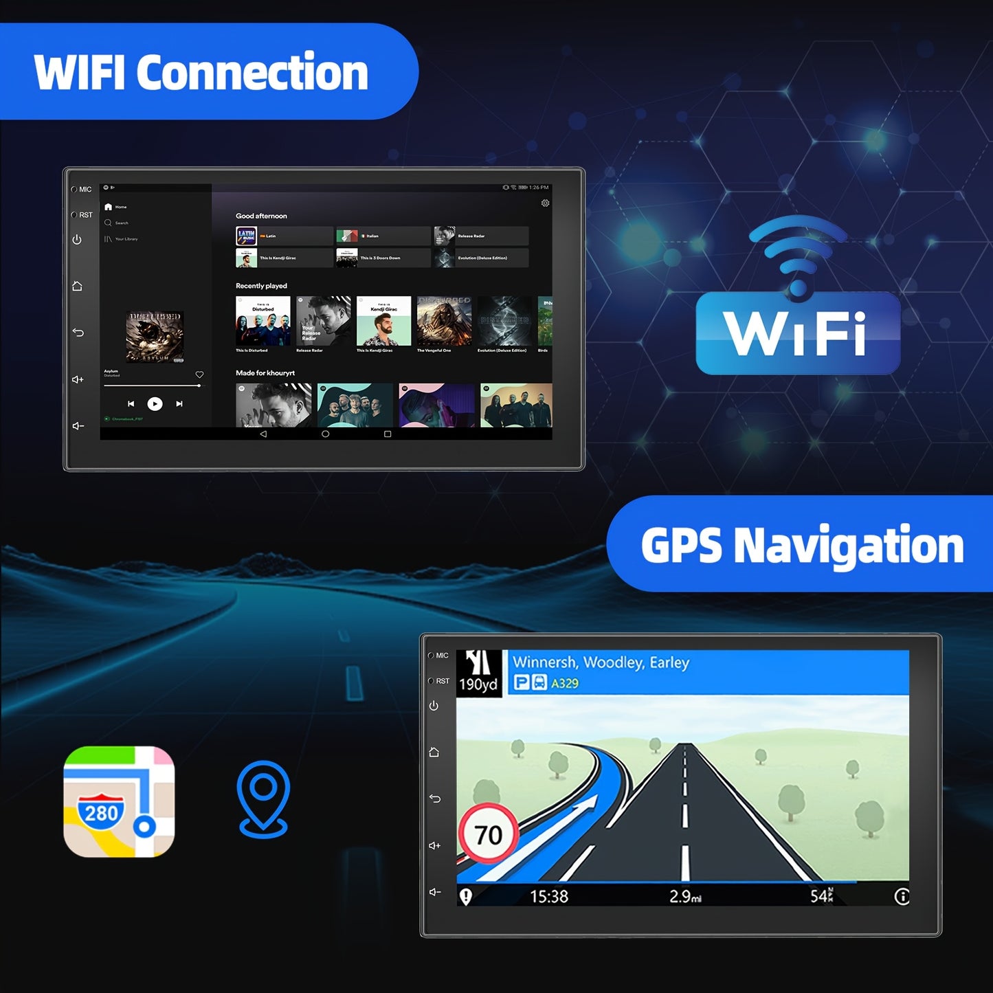 Autoradio – 2 DIN Autoradio – Car Stereo – Multimedia Radio – DAB+ Radio – Android 14 – 7 Inch Touchscreen – Draadloze CarPlay & Android Auto