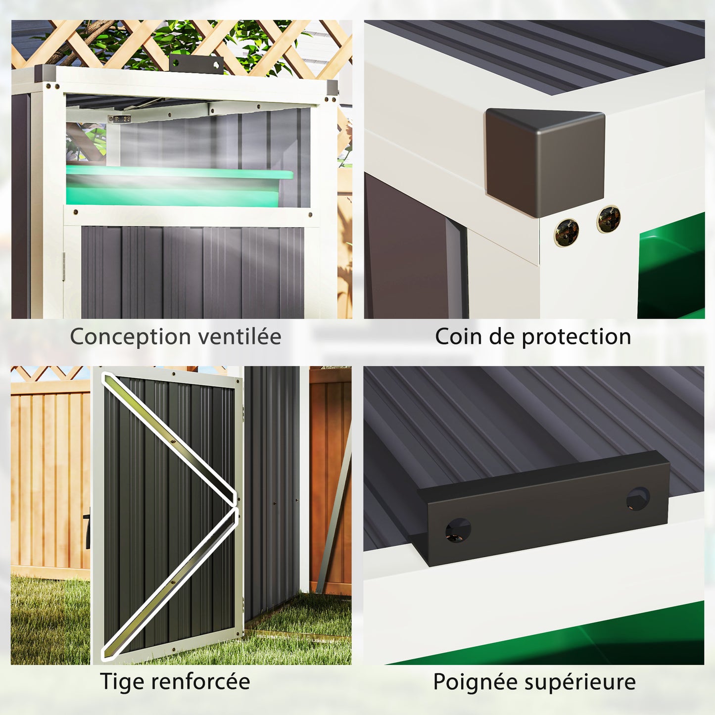 Afvalbak Opbergbox – Afvalcontainer Behuizing – Afvalcontainer Kast – Buitenafvalbak Opbergbox – Afvalbak Schuur – Voor 1x 240L Container – Gegalvaniseerd Staal – Weerbestendig Ontwerp