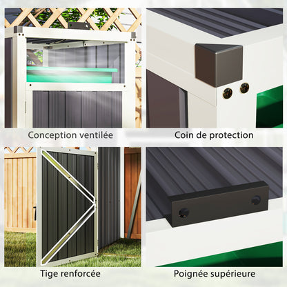 Afvalbak Opbergbox – Afvalcontainer Behuizing – Afvalcontainer Kast – Buitenafvalbak Opbergbox – Afvalbak Schuur – Voor 1x 240L Container – Gegalvaniseerd Staal – Weerbestendig Ontwerp