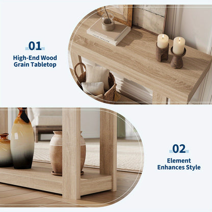 Sidetable Houten Tafel – Smalle Wandtafel – Haltafel – Entreetafel – Woonkamertafel – Rustiek Landelijk Design – Compact 117x30x81 cm – Eenvoudige Montage