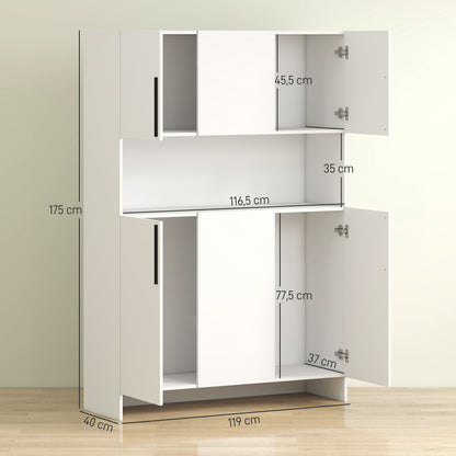Witte Keukenkast – Opbergkast – Keukenkasten – Kast Met Deuren – Keukenkast Met Werkblad – 4 Kasten Met 6 Deuren – Stevig Spaanplaat Werkblad – 12 Soepele Scharnieren