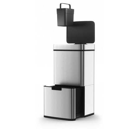 Automatische Afvalbak – Prullenbak – Vuilnisbak – Waste Bin – Afvalcontainer – 75 Liter Capaciteit – Contactloze Infrared Sensor Opening – RVS Mat Wit