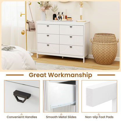Ladekast – Ladenkast – Kommode – Opbergkast – Dressoir – 6 Lades – MDF & Spaanplaat – Anti-Kantelbeveiliging – 106x40x79 cm – Wit