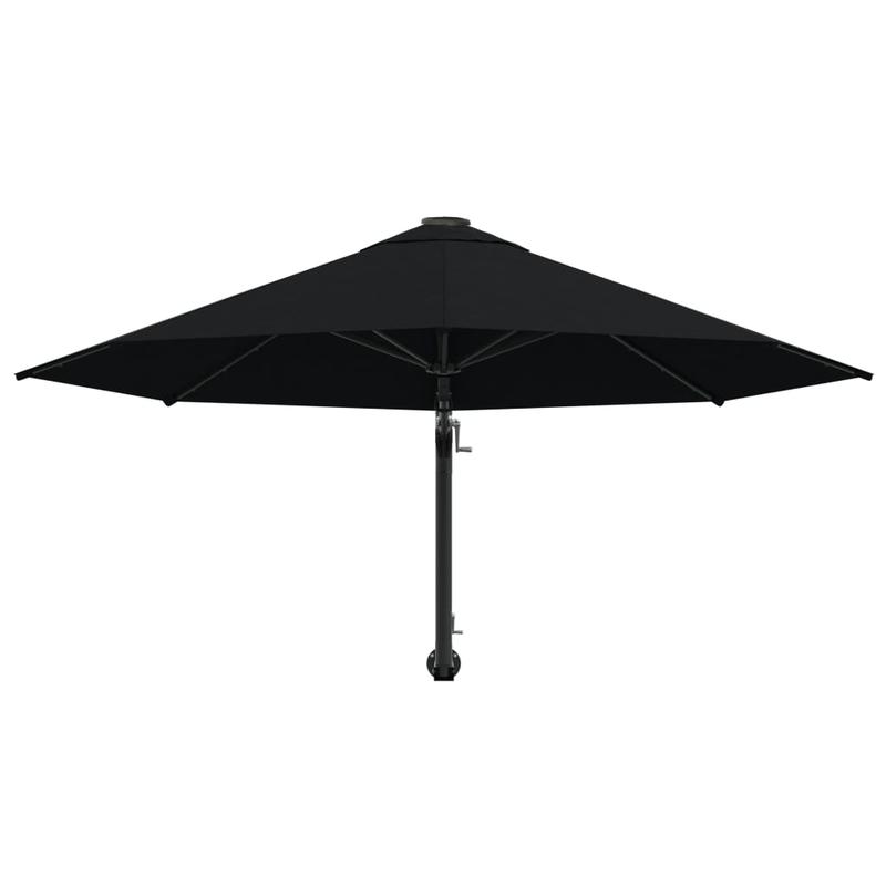 Solid Wall mounting parasol with metal mast 300cm black, Patio Cover, Outdoor Sun Protection, Rectangular Parasol, Classic Design, Durable Fabric, Steel Frame, Wallmounted Umbrella, Outdoor Umbrella, Commercial Outdoor