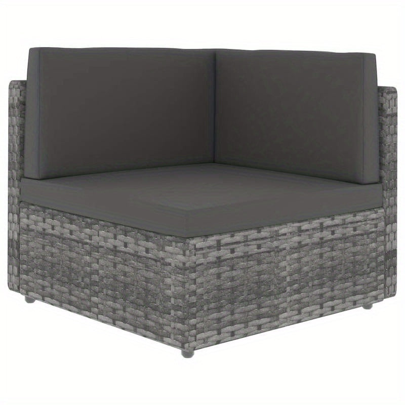 Loungebank Buiten – Loungeset Tuinbank – Buitenbank Modulaire Sofa – Allweather Bank Grijs – Weerbestendig Gevlochten Kunststof – Comfortabele Kussens Afneembaar
