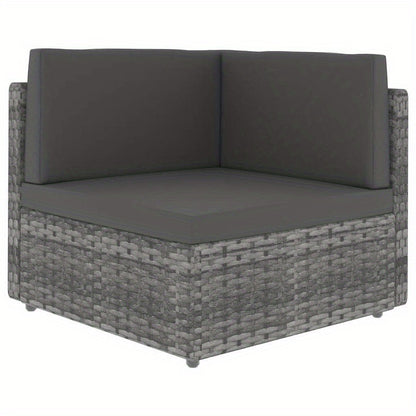 Loungebank Buiten – Loungeset Tuinbank – Buitenbank Modulaire Sofa – Allweather Bank Grijs – Weerbestendig Gevlochten Kunststof – Comfortabele Kussens Afneembaar