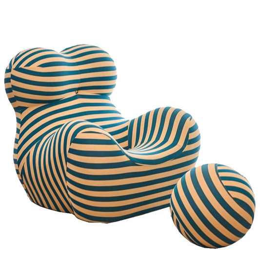 Loungestoel – Fauteuil – Relaxstoel – Loungechair – Zitzak – Ergonomisch Ontwerp Met Armleuningen – Comfortabel Memory Foam Zitting – Blauw Met Gele Strepen