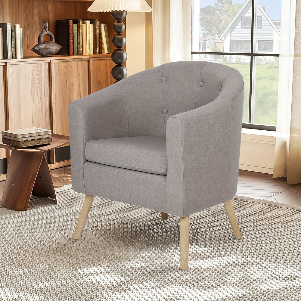 Scandinavische Velvet Fauteuil – Lounge Stoel – Woonkamer Stoel – Bank Stoel – Zitmeubel – Blauw – Compact Formaat – Zacht Linnen