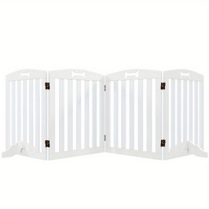 Hondenhek – Puppyhek – Hondenbarrière – Huisdierhek – Hondenafscheiding – Vouwdeur Met 4 Panelen – Anti-Slip Voetjes – Modern Wit Design – Stevig En Gemakkelijk Te Monteren