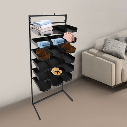 Hoedenrek – Hoedenhouder – Pettenrek – Hoedendisplay – Hoedenkast – Modern Design – Metalen Stabiele Constructie – 18 Trays – Compacte Afmetingen